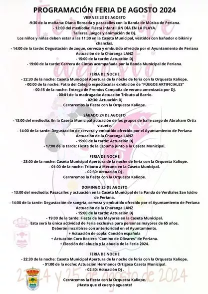 periana fair august 2024 programme programacion