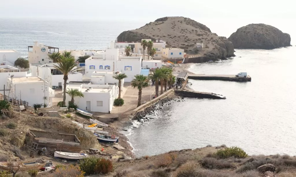 visit isleta del moro view on village and the two rocks